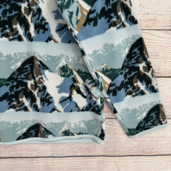 Massive Outdoor 1/4 Snap Mountain All Over Print Fleece Pullover Mens M Blue - Picture 6 of 13